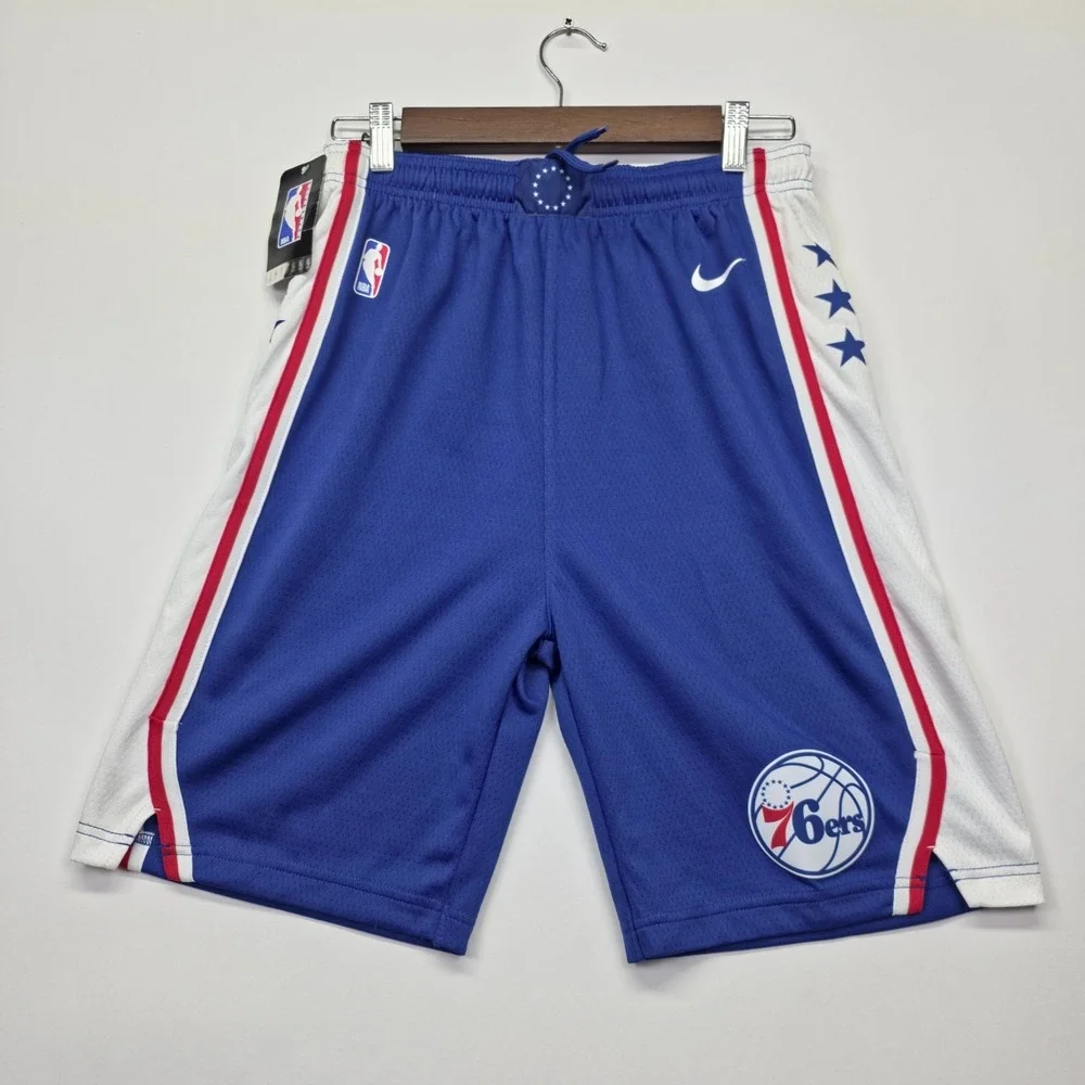 Nike‎ Philadelphia 76ers Youth Shorts Size L 14/16 NBA Blue Basketball New 9Z2B7